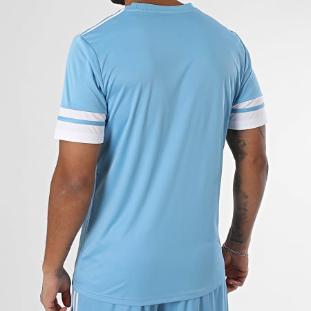 Adidas Sportswear - Ensemble Tee Shirt A Bandes Et Short Jogging JG5828 JH3407 Bleu Clair Blanc